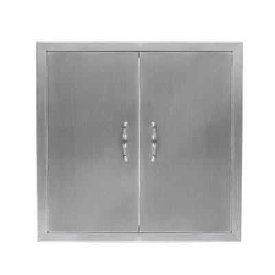 Outdoor Kitchen Doors BBQ Access Door 304Stainless Steel BBQ Doors Flush Mount BBQ Access Door with Handle Double Wall Construction Vertical Doors
