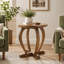 Table de bout ronde en bois massif, table d'appoint d'appoint avec base courbée pour le salon