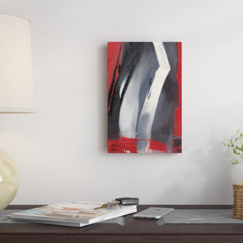 " Red Streak III " by Sharon Gordon, 26" H x 18" W x 1.5" D, Black Framed Canvas, No Mat
