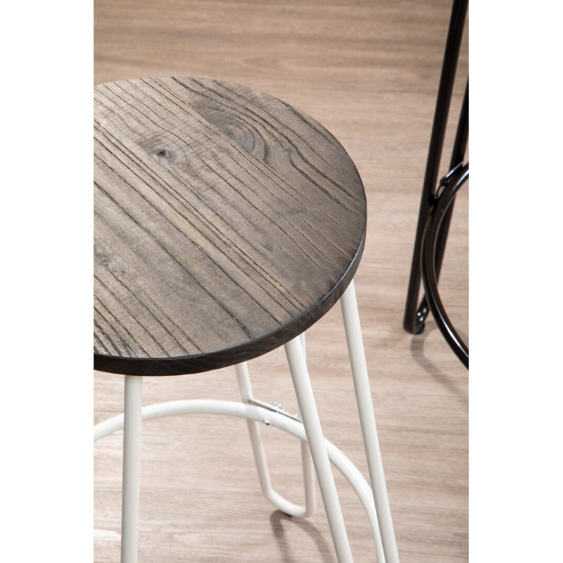 Counter Stool with Metal Frame, White