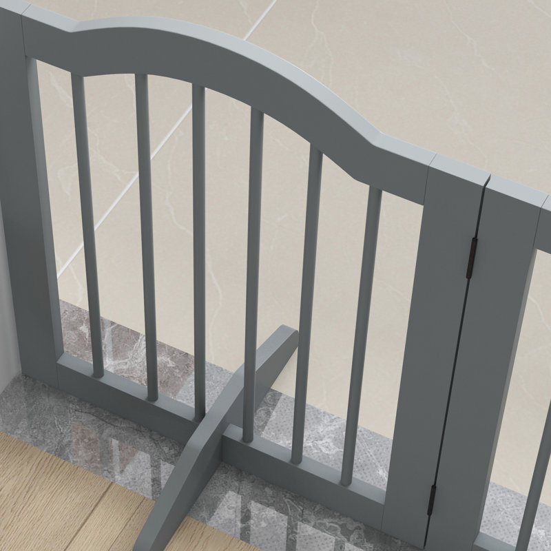 Freestanding Pet Gate Barrier 3 Pannel with Support Feet Light Grey