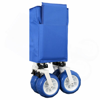 Multi-Functional Push-Pull Folding Wagon Cart with Rotating Handle & 9"x4" Beach Tires for Camping & Beach –400L Heavy-Duty, 600lbs load, Large Capacity for Transport, Groceries, and Outdoor Use