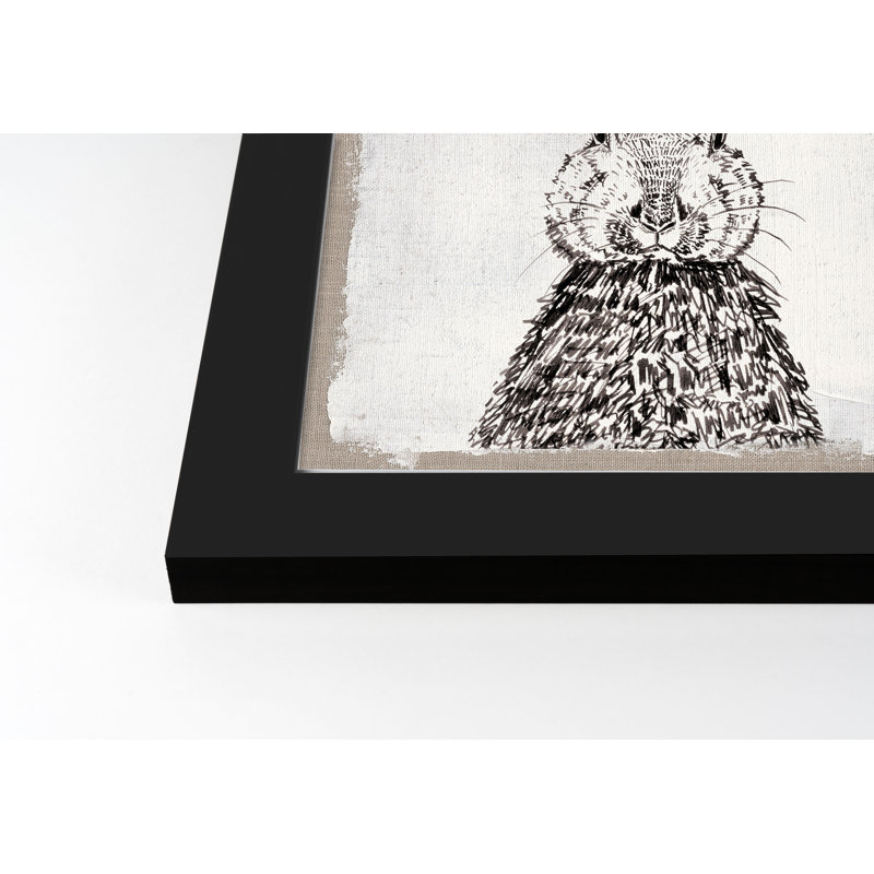 Encre dessin lapin toile de jute - cadre photo