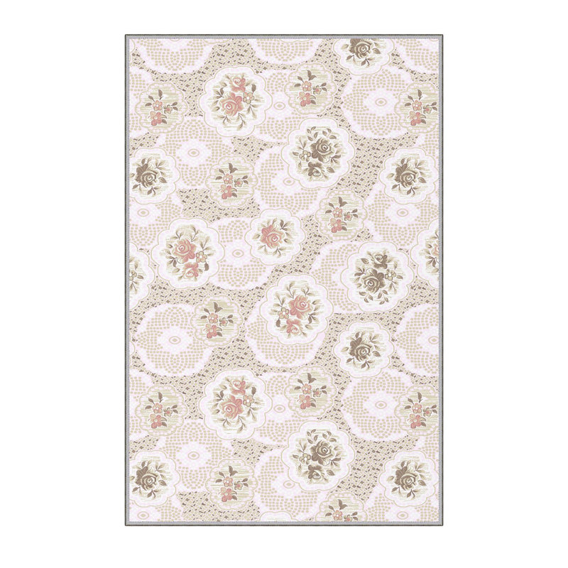 Tapis en polyester vert / beige Anguiano, Rectangle 5 pi 3 po x 7 pi 7 po