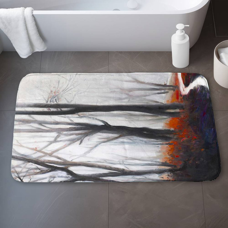 Mysterious forest with stream Bath Mat with Non-Slip Backing - Quick Dry Memory Foam Bathroom Rug - Absorbent - Modern Plush Spa-Style - Machine Washable