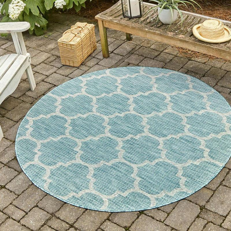 Bartonsville Geometric Indoor / Outdoor Rug, Round 10'8"