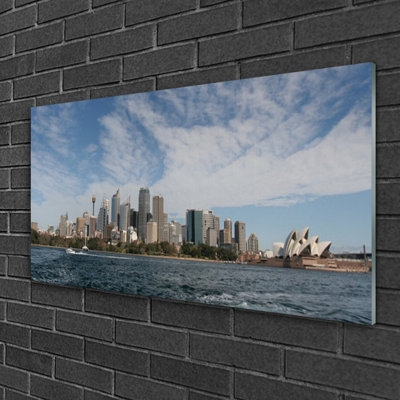 Houses City Sea - Unframed Photograph on Glass