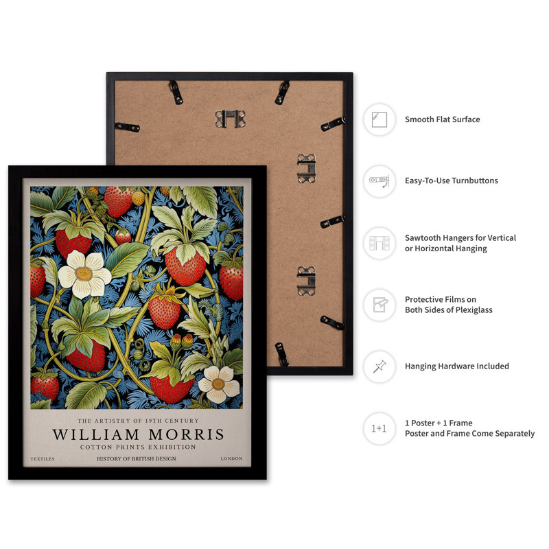 William Morris - Fraises No2, Black Framed, Poster, 24"H x 32"W