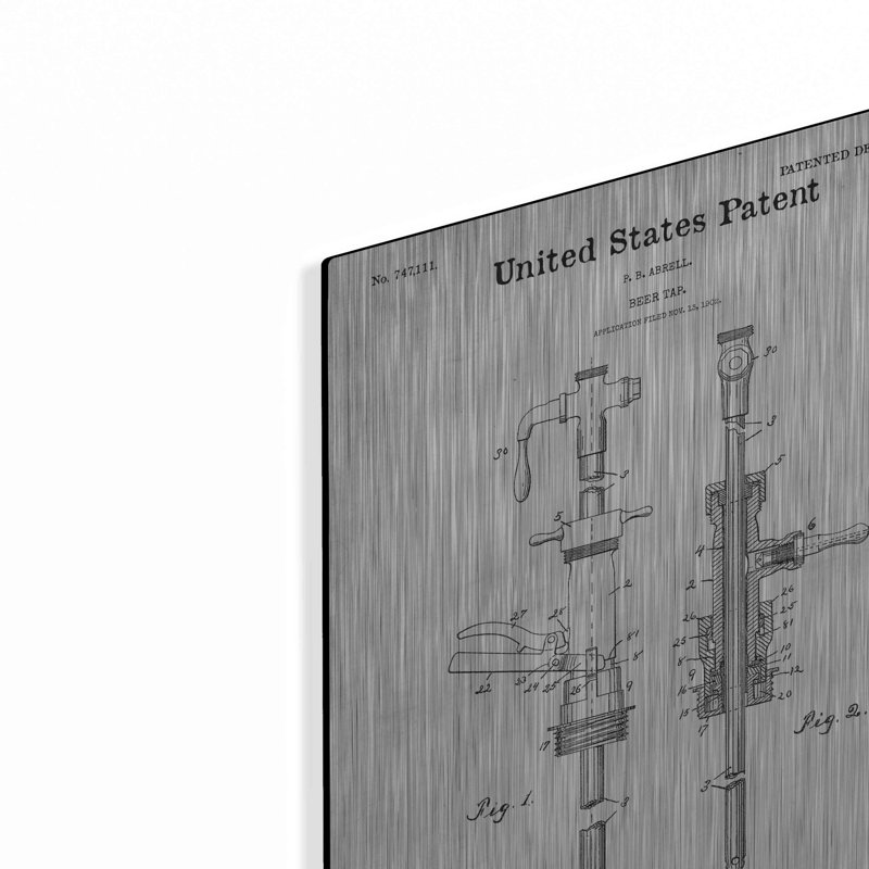«Beer Tab Vintage Blueprint Brevet White» par Patents, H 16 po x l 12 po