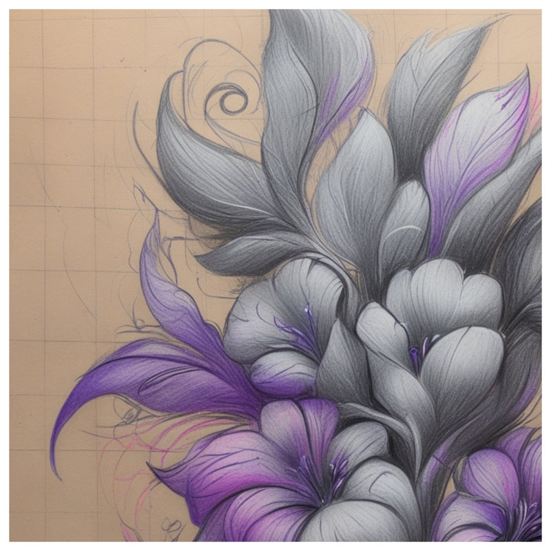 Couvertures à motif floral gris et violet, L 50 po x H 60 po