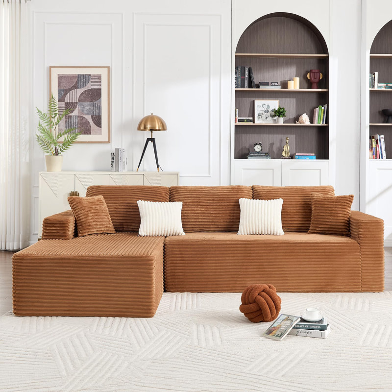 Canapé-lit modulaire Boneless Corduroy, Brown