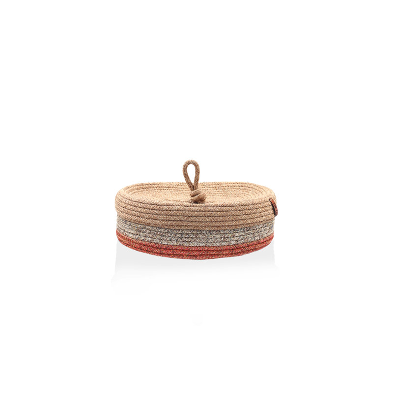 The Mia UK Jute / Sisal Storage Basket, Grey/Orange/Beige