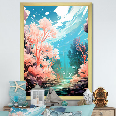 Pop Art fond marin corail Spectacle - art mural corail