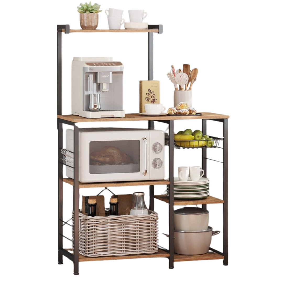 Industrial 4 Tier Kitchen Bakers Rack With Storage Shelves