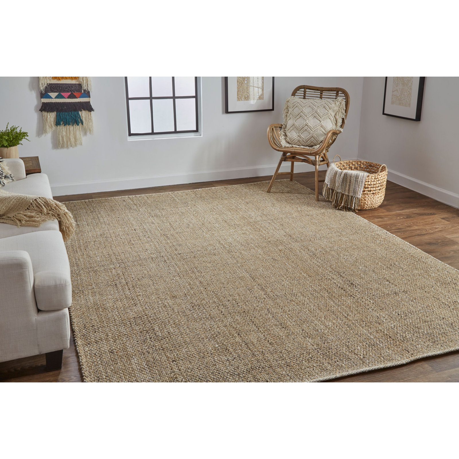 Fleurette Handmade Brown Rug, Rectangle 12' x 15'