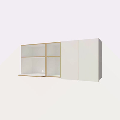 Kitchen Cabinet With Microwave Space And Open Shelf