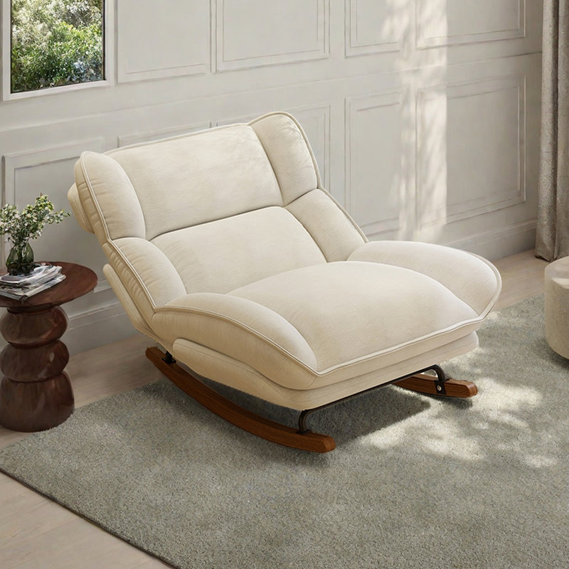 Chaise berçante de balcon avec dossier réglable, Brun, Beige