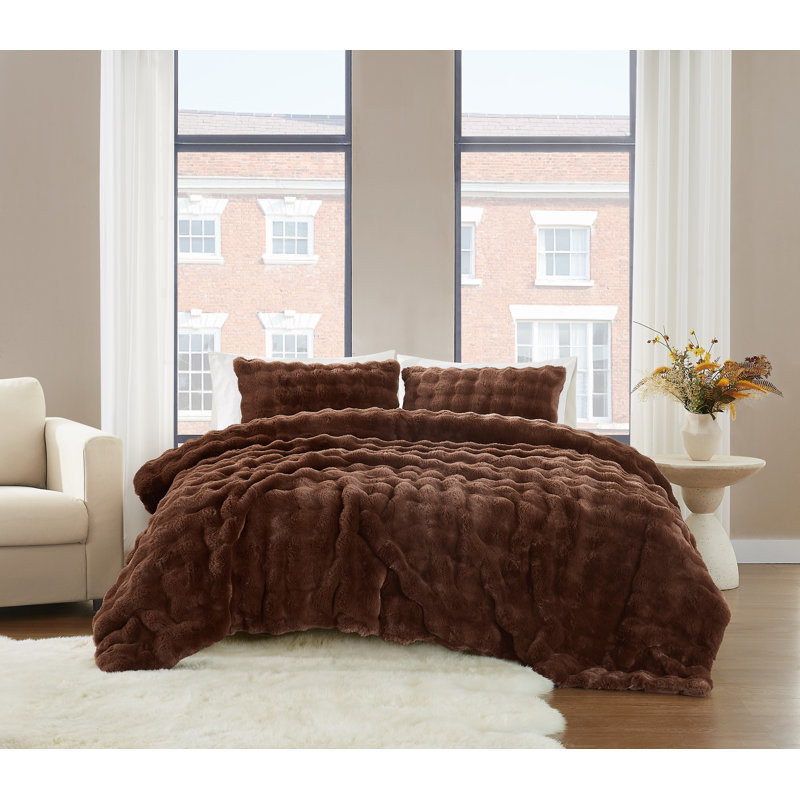Ensemble d'édredon Brooklyn, Édredon grand et 2 taies décoratives, Brun