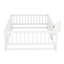 Lit double pour plancher en bois de pin avec clôture sécuritaire et fabrication de porte ouverte en blanc-2116442967
