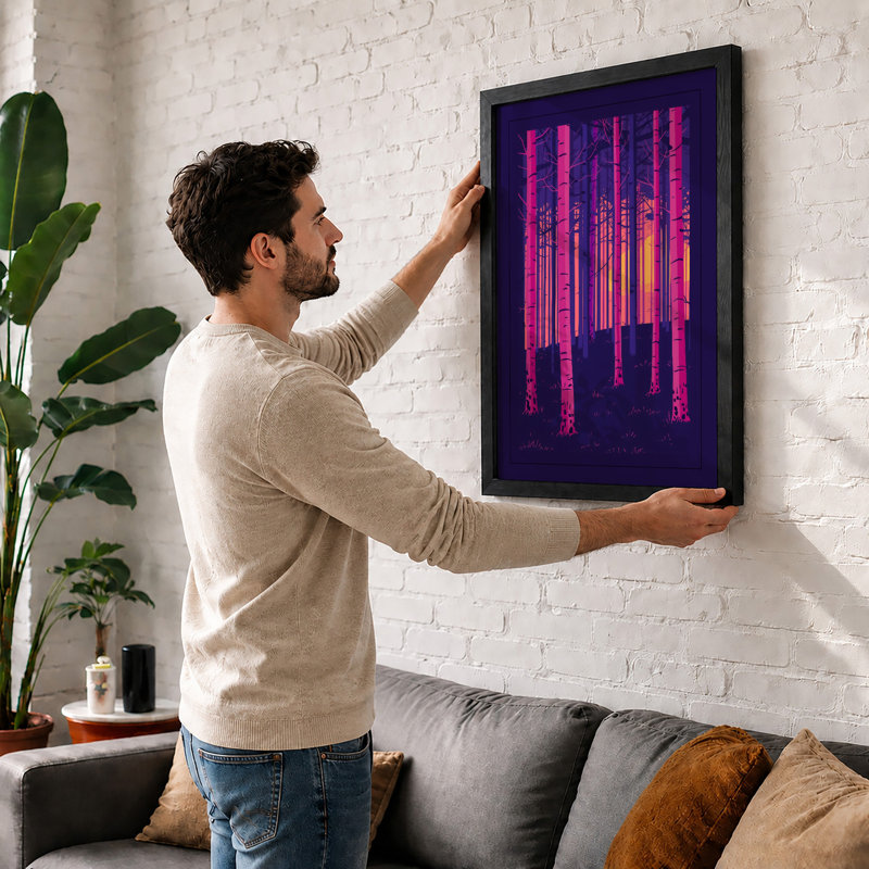 Neon Forest Modern - Framed Print, A4 - 29.7 x 21.0 cm, White