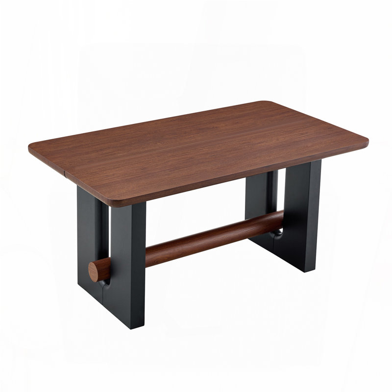Compact Two-Tone Walnut & Black Dining Table