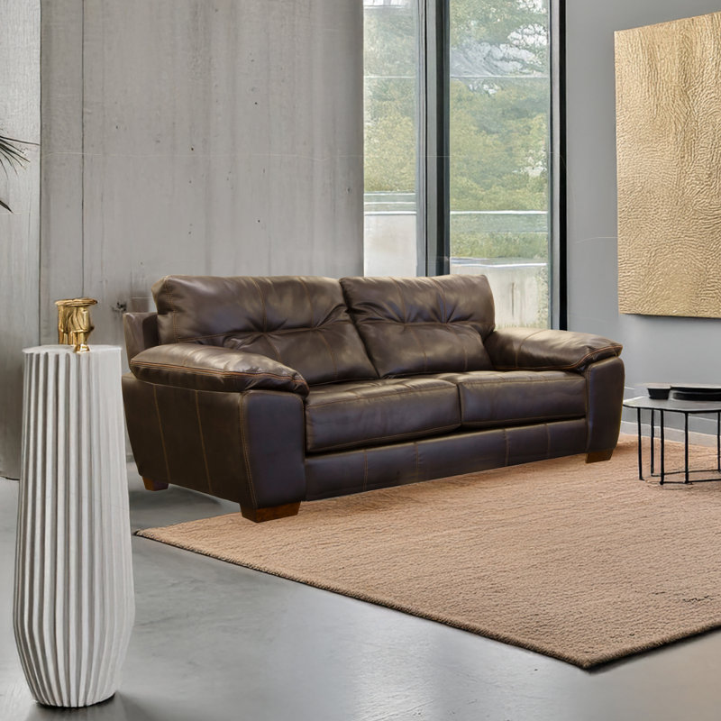  Zyira 97'' Pillow Top Arm Sofa, Chocolate Faux Leather