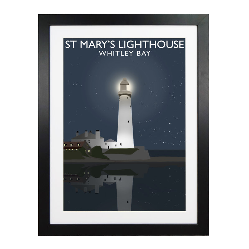 'St. Marys Lighthouse 2' by Richard O'Neil - Print, Black Wood Frame, 43.5 cm H x 33.5 cm W x 2.2 cm D