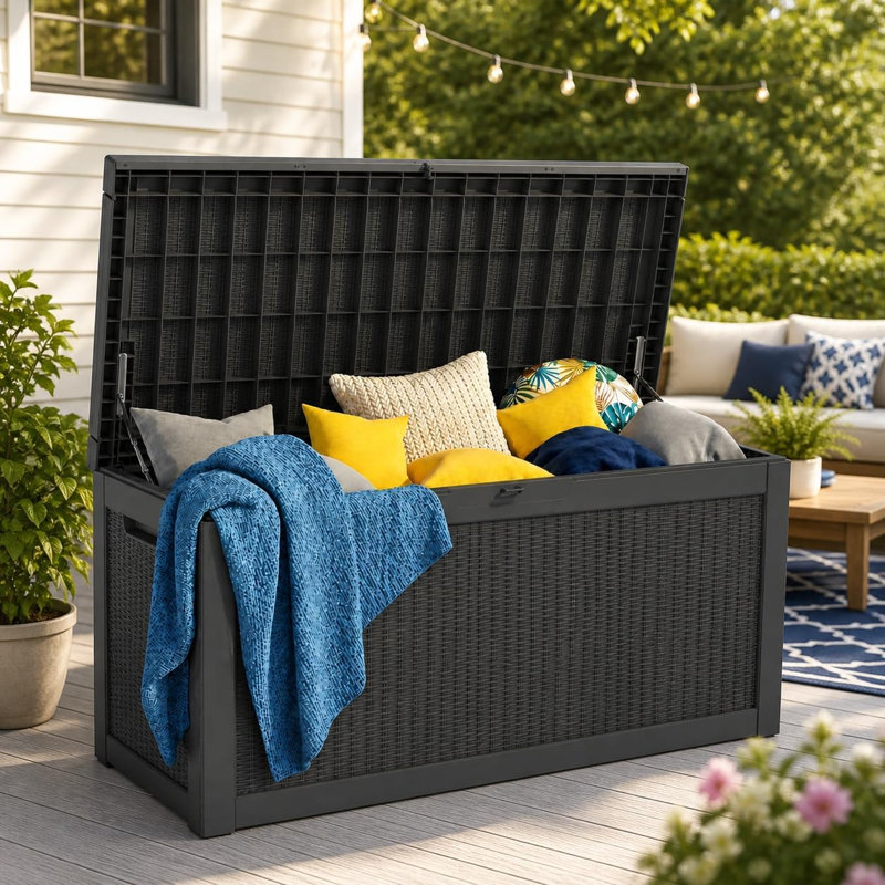 100 Gallon Resin Outdoor Deck Box, Black