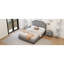 Lit double en velours gris luxueux avec et tête de lit, sans sommier, capitonnage à boutons en bois massif, stable-73391335-73391352