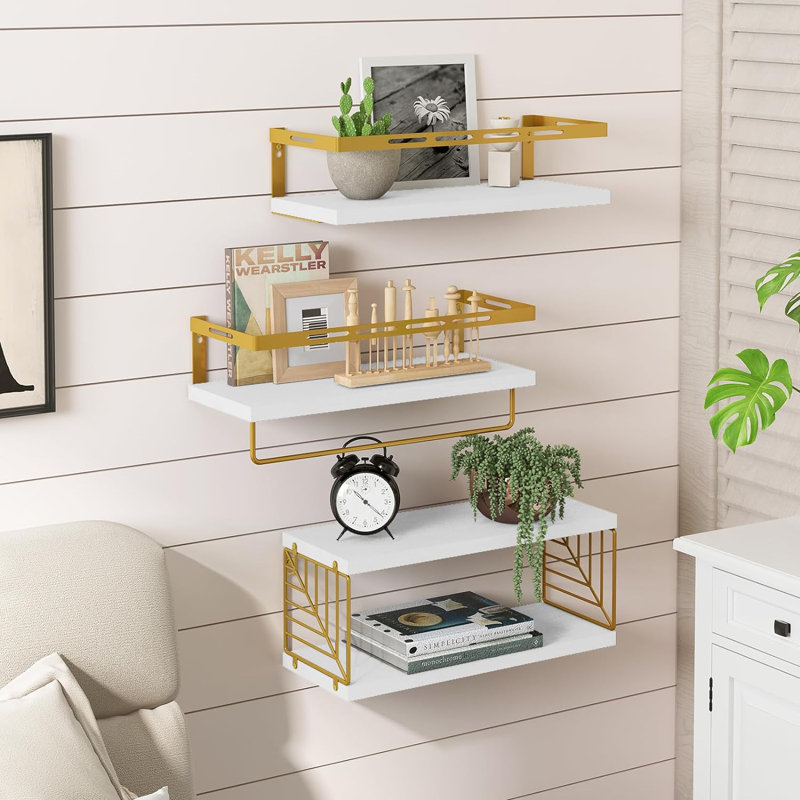 Floating Shelf, White Gold