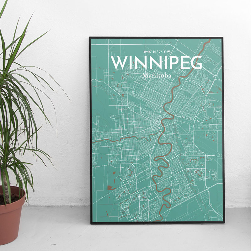 Winnipeg City Map 1 Piece Wall Art, 51 cm H x 41 cm W
