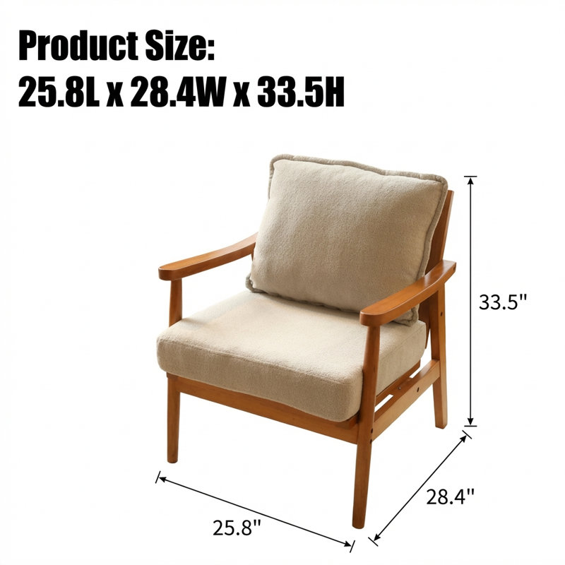 Fauteuil d'appoint moderne avec structure en bois massif et revêtement en tissu doux