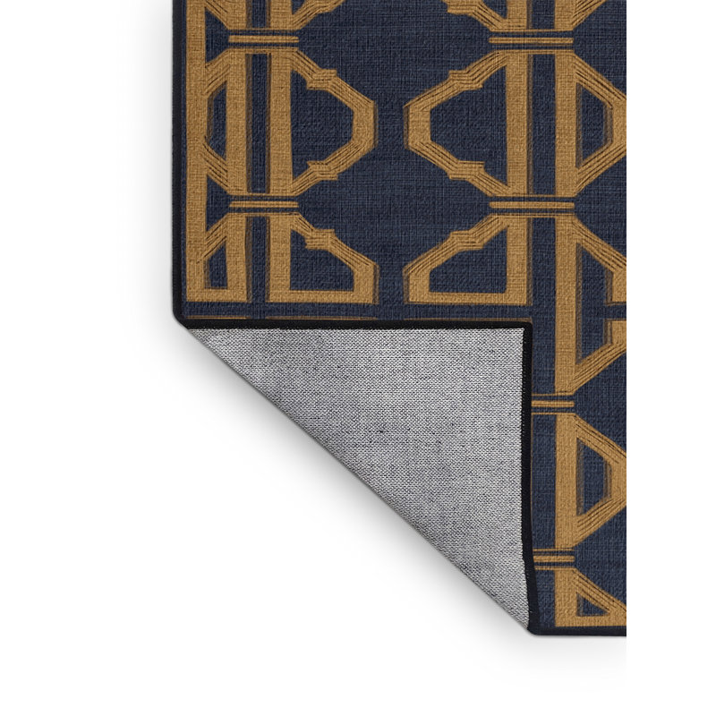 Machine Washable Trellis Grey Area Rug, Round 5'