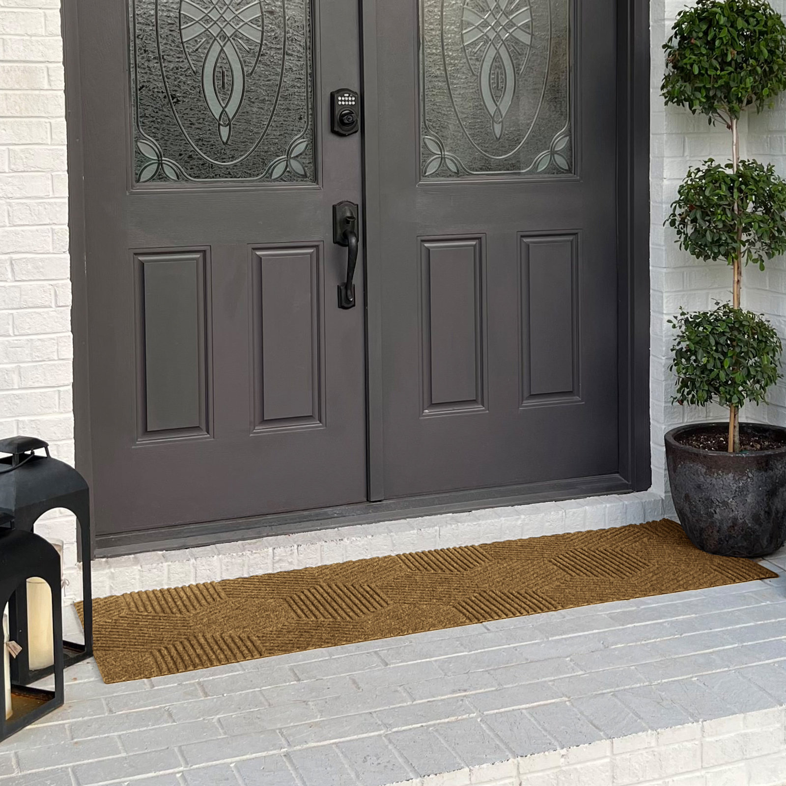 WaterHog Luxe Zephyr Non-Slip Doormat, 21.5" W x 70" L, Wheat 
