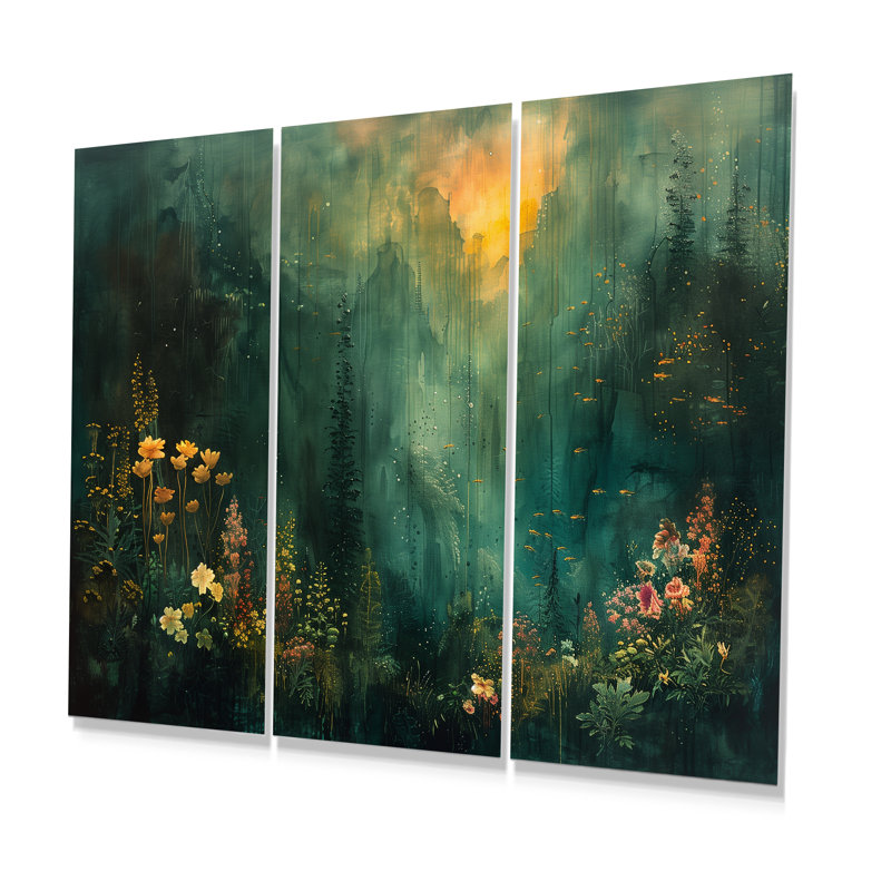 Chumley - ensemble de reproductions d'art mural forêt, H 28 po x l 36 po x P 1 po, Métal métal