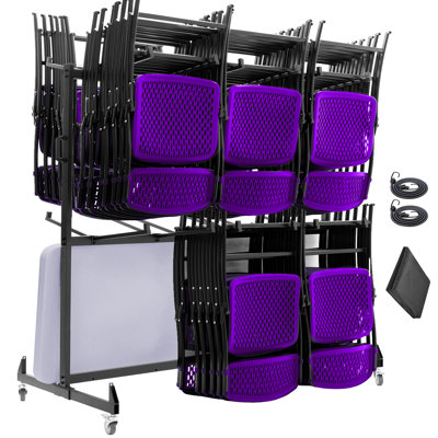 Life Finds Black Folding Table and Chair Cart with Protective Cover