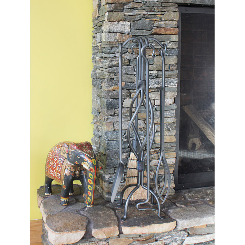 Ensemble d'outils de foyer en fer forgé 4 pièces Zhora