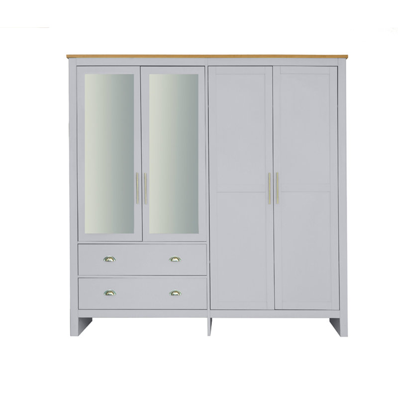 Abhiram 4 Door Manufactured Wood Wardrobe, Grey