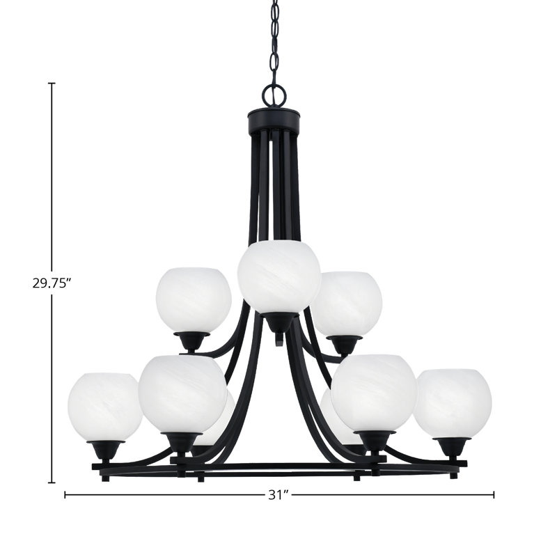 Paramount 9 Light Uplight Chandelier, White