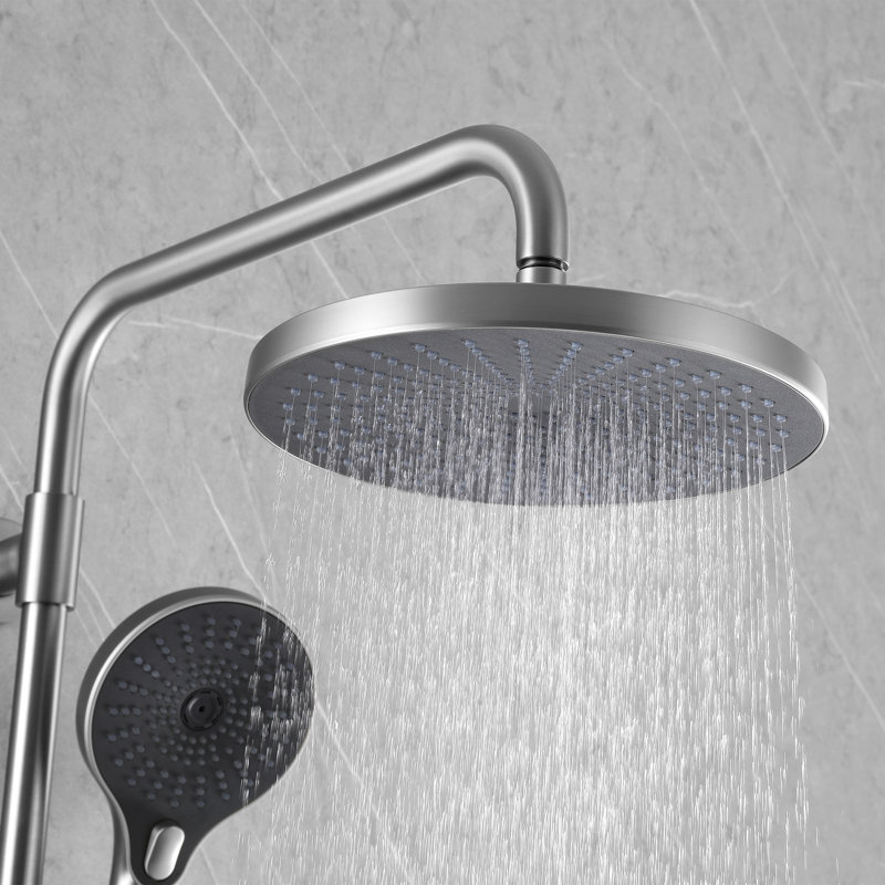Robinet de douche mural à deux fonctions avec passe-partout noir mat, Brushed Nickel