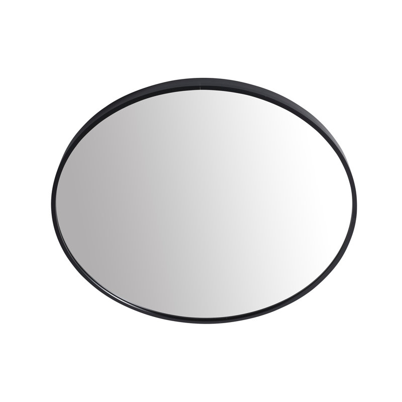 Large Round Black Circular Mirror, 24"  x 24" 
