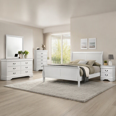 McKee White Queen Sleigh Panel Bed