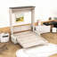 Grand lit escamotable en bois avec canapé rembourré et lumières DEL