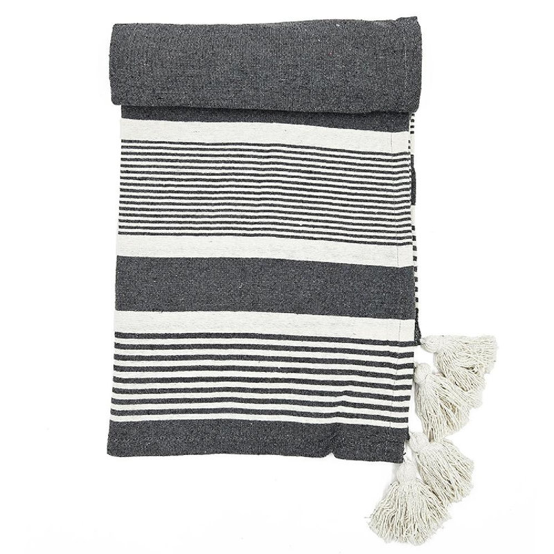 Gregory Black and White Cotton Throw Blanket Set, 50" x 60"