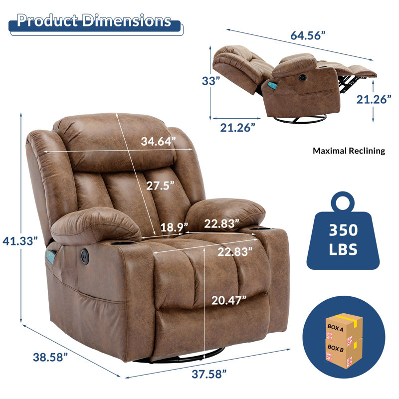 Ruhe Upholstered Recliner, Brown