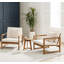 Chaise longue d'appoint en bois massif avec coussin (ensemble de 2)