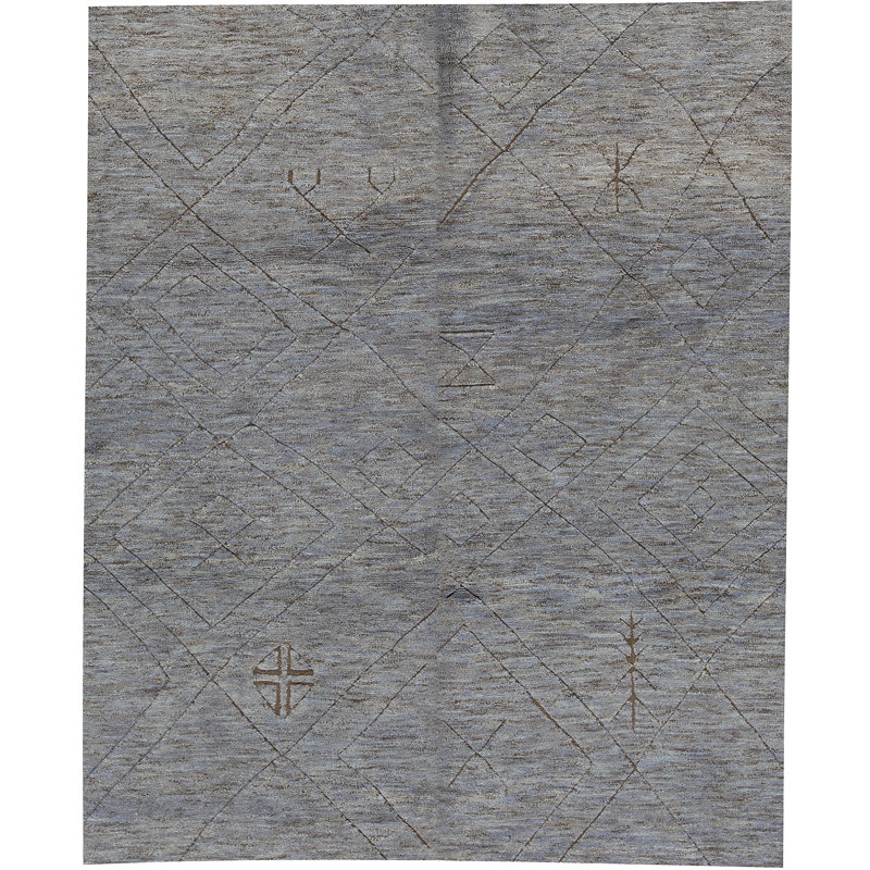 Tapis gris / brun de haute qualité noué à la main de conception unique