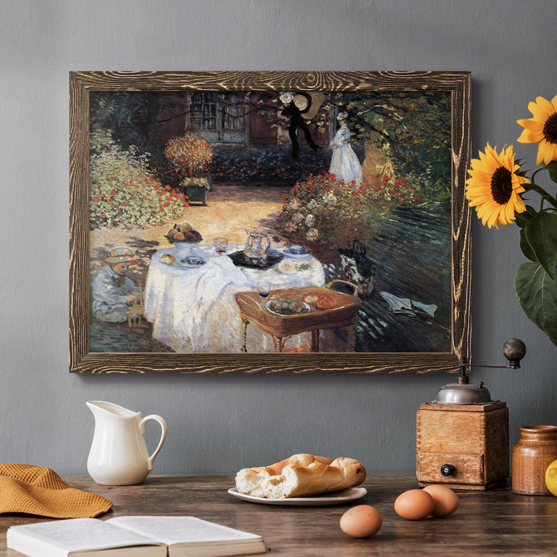 "The lunch # 2" par Monet, reproduction d'art sur toile, Noyer, H 18 po x l 26 po x P 1,5 po