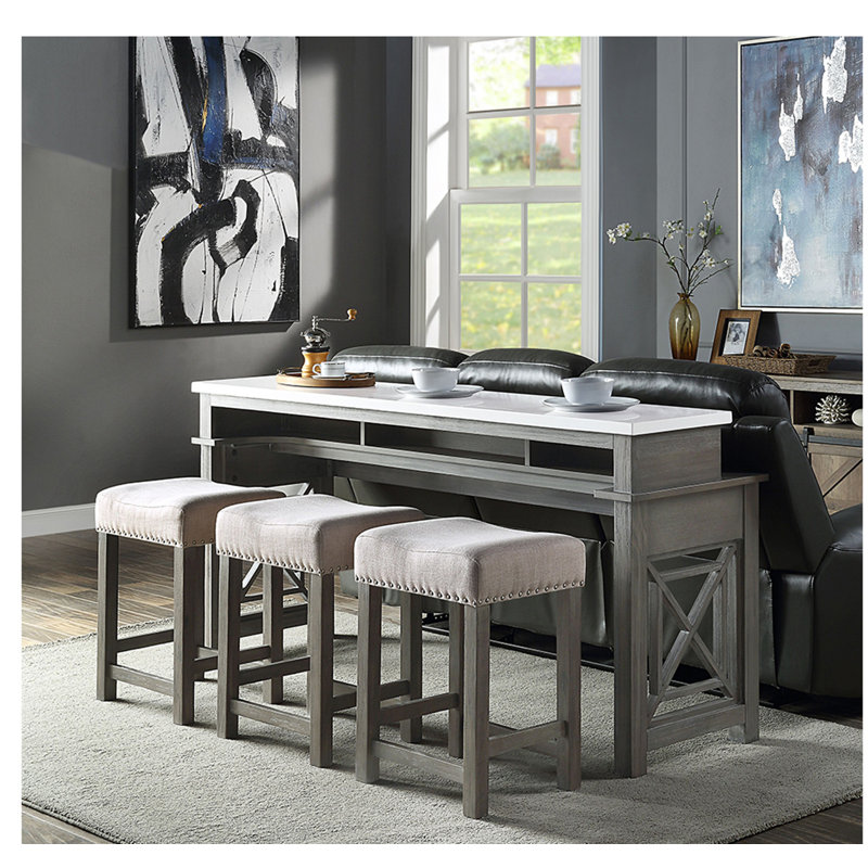 Ensemble de comptoir 4 pièces avec entrée USB, gris vieilli marbré