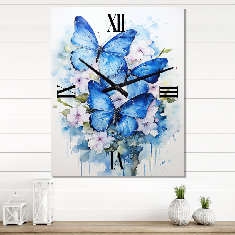 Horloge murale papillon surdimensionnée Sapphire, Petit